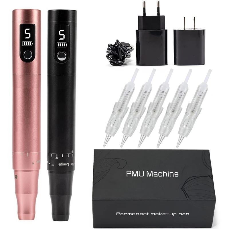 Wireless PMU Machine Tattoo Pen Kit Professional Microshading Machine Supplies Device for Permanent Makeup Shading Lips Eyebrow