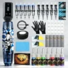 Goldplume Complete Tattoo Kit, Wireless Tattoo Machine Kit, Tattoo Gun Kit with 1500Mah Tattoo Power Supply, 10 Tattoo Needles and 7 Bottles of Tattoo Ink and Other Tattoo Accessories, Complete Tattoo Kit Suitable for Beginners and Tattoo Masters