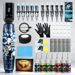 Goldplume Complete Tattoo Kit, Wireless Tattoo Machine Kit, Tattoo Gun Kit with 1500Mah Tattoo Power Supply, 10 Tattoo Needles and 7 Bottles of Tattoo Ink and Other Tattoo Accessories, Complete Tattoo Kit Suitable for Beginners and Tattoo Masters