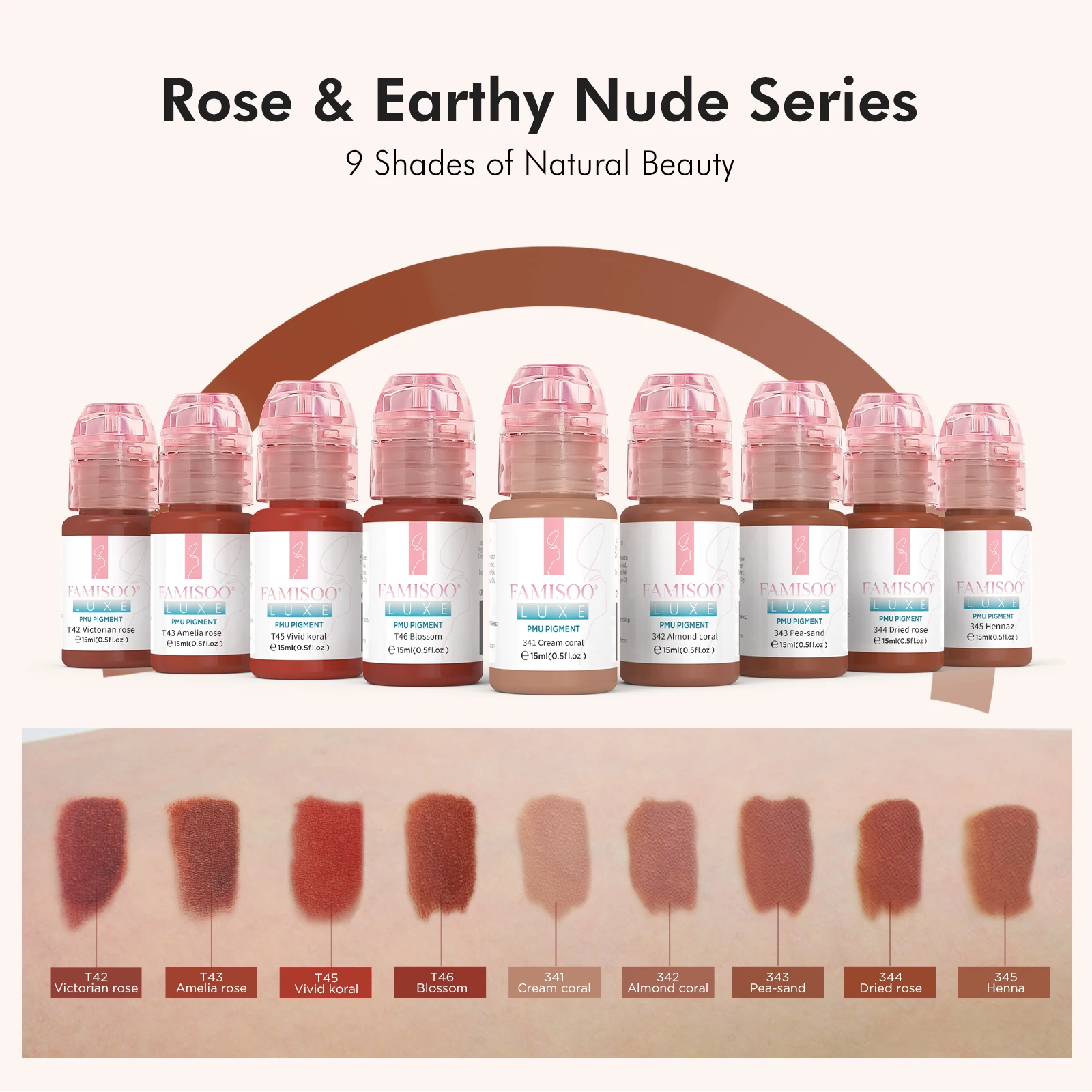 15ML Luxe PMU Pigment Europe's Best-selling 9 Colors Lip Tattoo Ink For Semi Permanent Makeup Nano Lips Microblading Pigment
