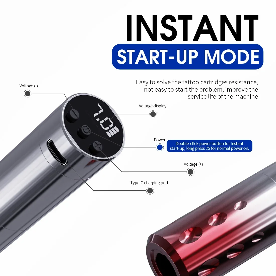 Mast Dawn2 PMU Pen Wireless 2-12V Working Voltage 3.0mm Stroke Lightweight Design for Micropigmentation