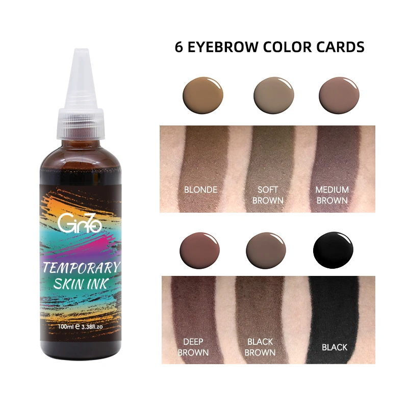 Temporary Eyebrows Air Brushing Tattoo Ink for Permanent Makeup Pigments 100ML/Bottle 6 Colors AirBrush PMU Pigment